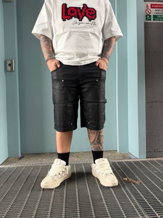 Jeans corti in pelle