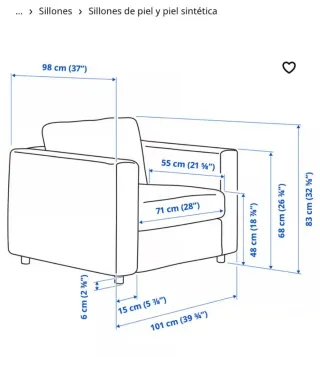 Sillón de piel Ikea negro