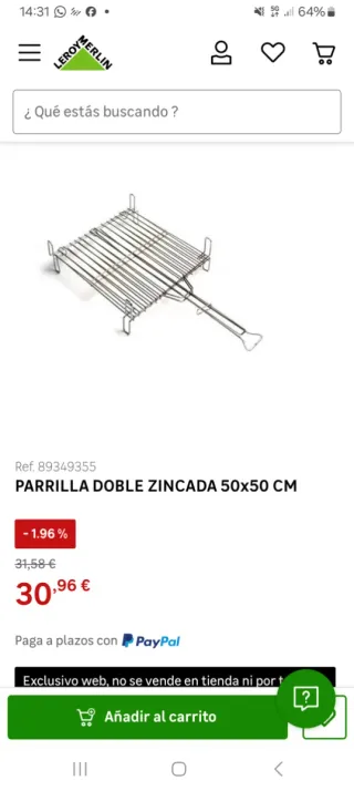 2 Parrillas Doble Zincada 50x50 cm