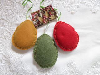 3 Decorazioni Conigli Tessuto Feltro. Fatto a mano