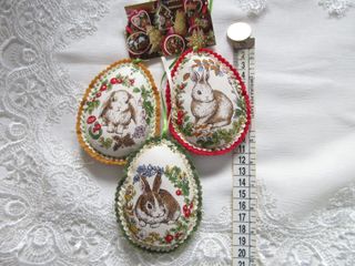 3 Decorazioni Conigli Tessuto Feltro. Fatto a mano