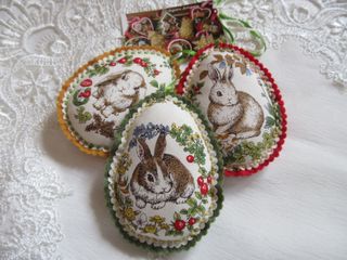 3 Decorazioni Conigli Tessuto Feltro. Fatto a mano