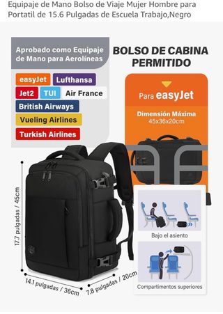 Mochila cabina avión negra