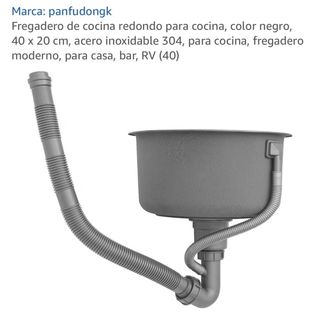 Fregadero Cocina Redondo Negro 40x20