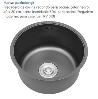 Fregadero Cocina Redondo Negro 40x20