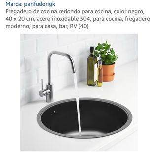 Fregadero Cocina Redondo Negro 40x20