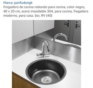 Fregadero Cocina Redondo Negro 40x20