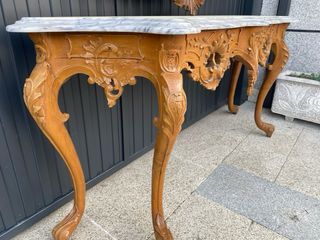 Consola y espejo tallado madera