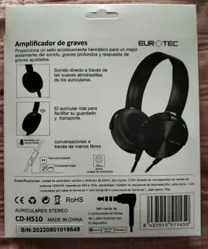 Auriculares EUROTEC CD-HS10 Extra Bass y Altavoz