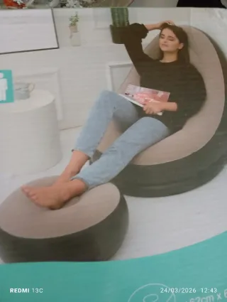 Puf Hinchable Rojo y Blanco