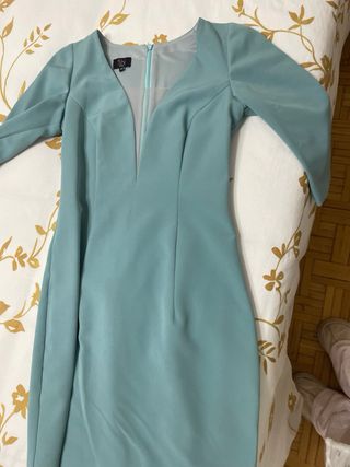 Vestido fiesta escote V verde