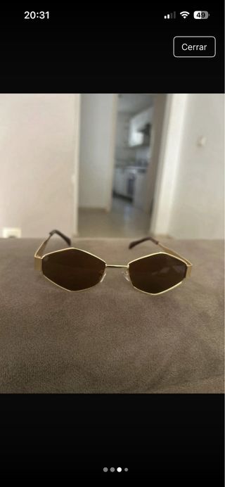 Gafas de sol hexagonales doradas