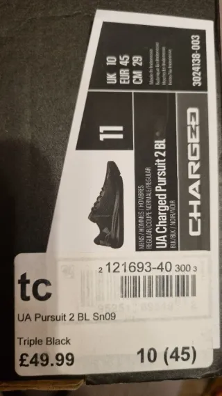 Zapatillas Under Armour Charged Pursuit Negras