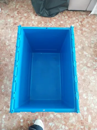 Cajón grande de plástico duro azul