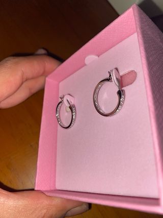 Pendientes Aro Swarovski Originales Plata