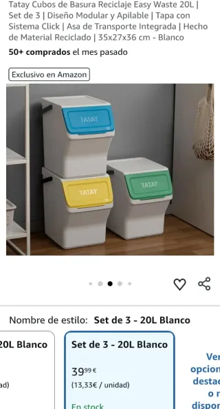 Cubos reciclaje TATAY (3 uds)