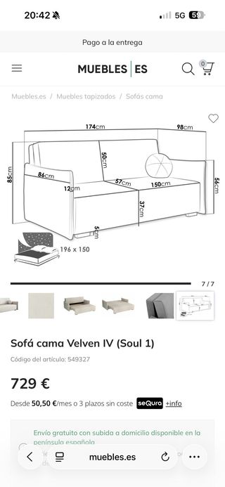 Sofá cama beige tela