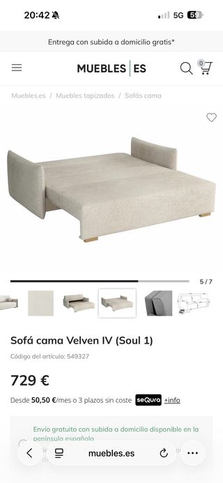 Sofá cama beige tela