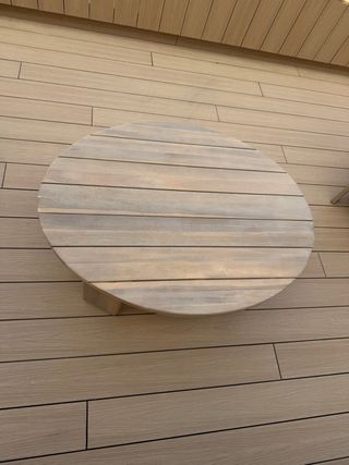 Mesa de centro para jardín ovalada en madera