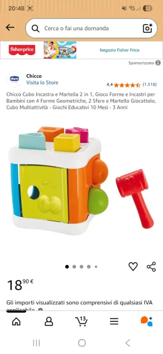 Gioco incastri Chicco con martello