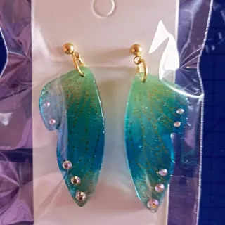 Pendientes alas mariposa azul y verde