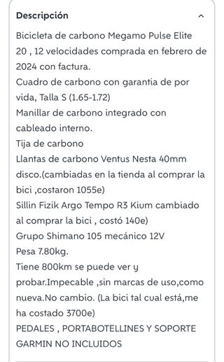 Bicicleta Megamo Pulse Elite