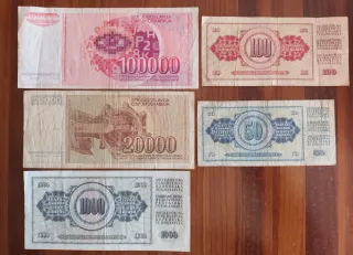 5 Billetes de Yugoslavia
