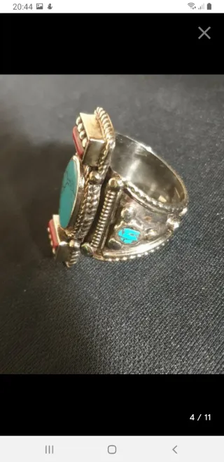 Anillo Tibetano Turquesa y Coral