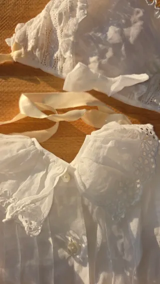 Vestido / batón de bautizo bebé con capota + forro