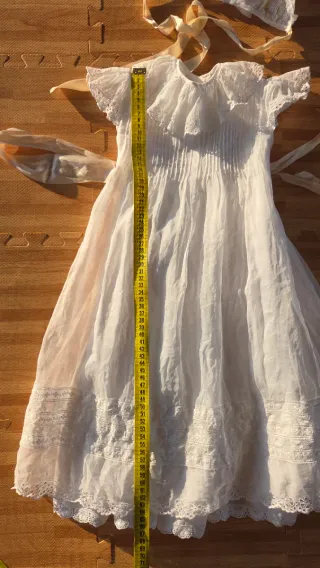 Vestido / batón de bautizo bebé con capota + forro