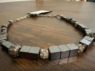Collar hematites, Swarovski y plata rodiada