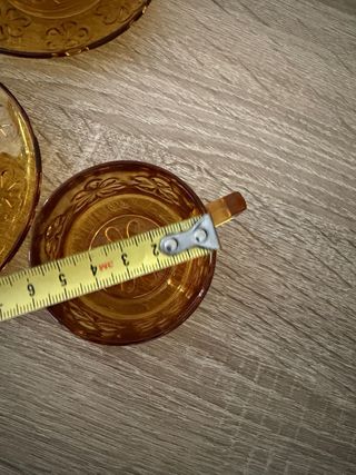 Juego 6 Tazas Café Antiguas Vidrio Ámbar