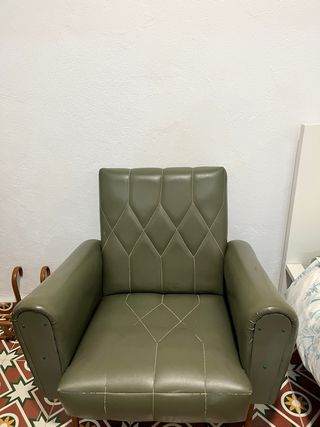 Divano Vintage in Pelle Sintetica Verde