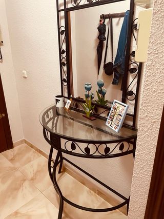 Recibidor Hierro Negro y Cristal