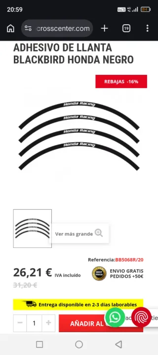 Kit Adhesivos Llantas Honda Blackbird Racing