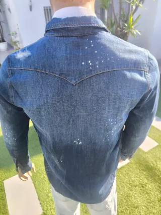 Chaqueta Vaquera Hombre Azul/Blanco