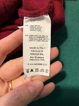 Maglione Friendly Rosso Lana Merino Taglia L