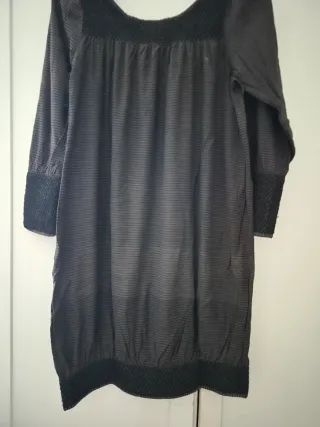 Vestido All Saints Negro/Gris Rayas
