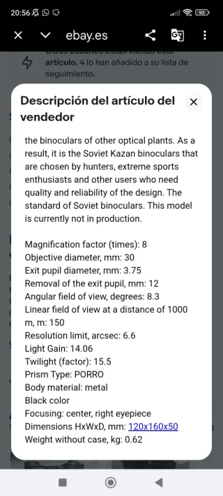 Prismáticos Militares Rusos