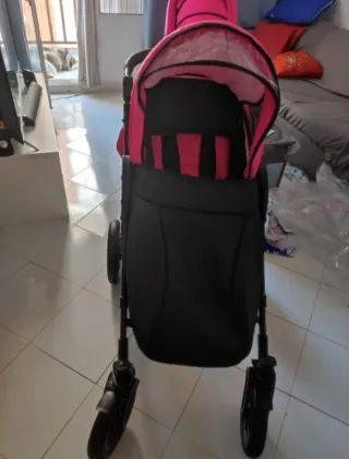 Carrito de bebé 3 piezas rosa
