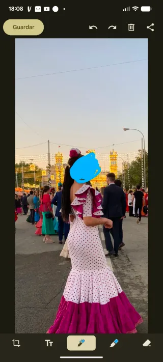 Vestido Flamenca Lunares Rosa y Blanco