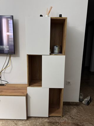 Mueble salón 2 estanterías y módulo bajo