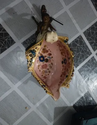 Centro de mesa porcelana y bronce S.XIX