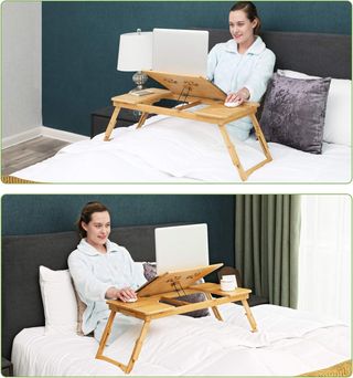 Mesa de bambú para cama ordenador portátil 72x35cm