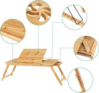 Mesa de bambú para cama ordenador portátil 72x35cm