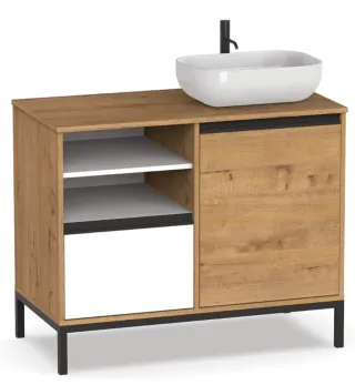 Mueble de baño madera y blanco