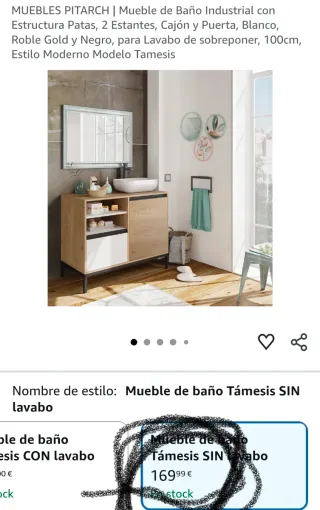 Mueble de baño madera y blanco