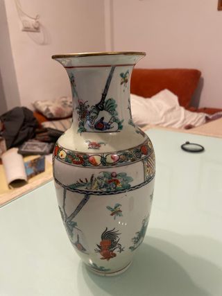 Jarrón chino multicolor de cerámica