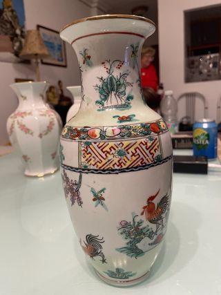 Jarrón chino multicolor de cerámica