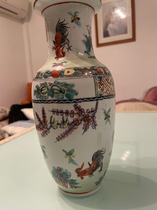 Jarrón chino multicolor de cerámica